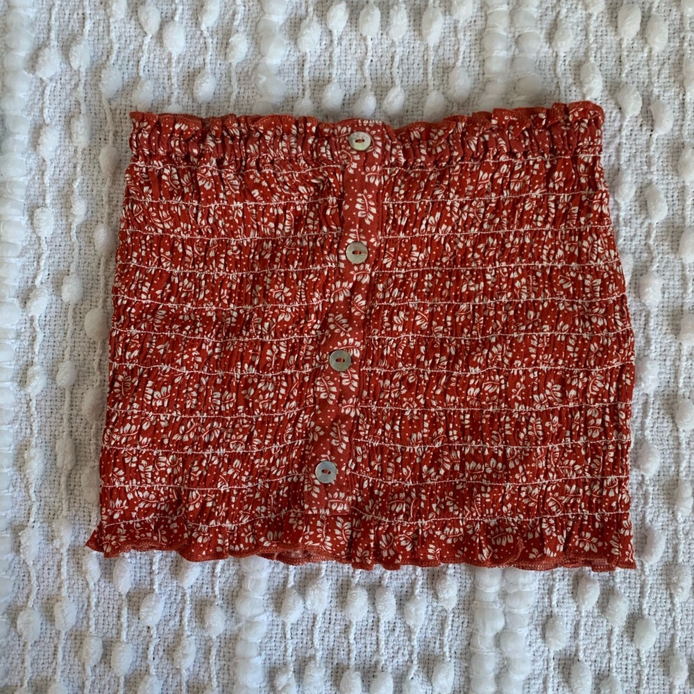 Red floral tube top